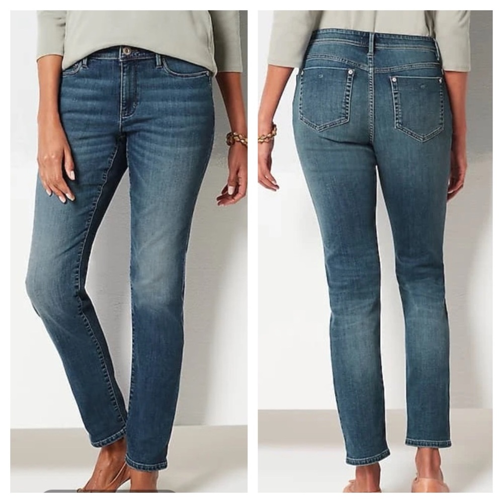 J. Jill Authentic Fit Slim Leg Ankle Jeans Womens Size 14 Blue Stretch Denim